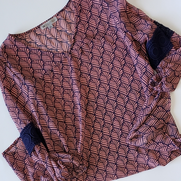 DE COLLECTION PINK & BLUE SHEER BLOUSE - Picture 5 of 6